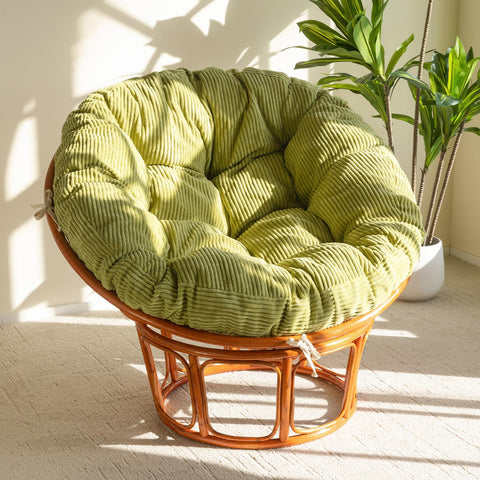 Cojín Papasan de HIGOGOGO con funda de pana verde, 48 x 48 pulgadas, cómodo y amplio.