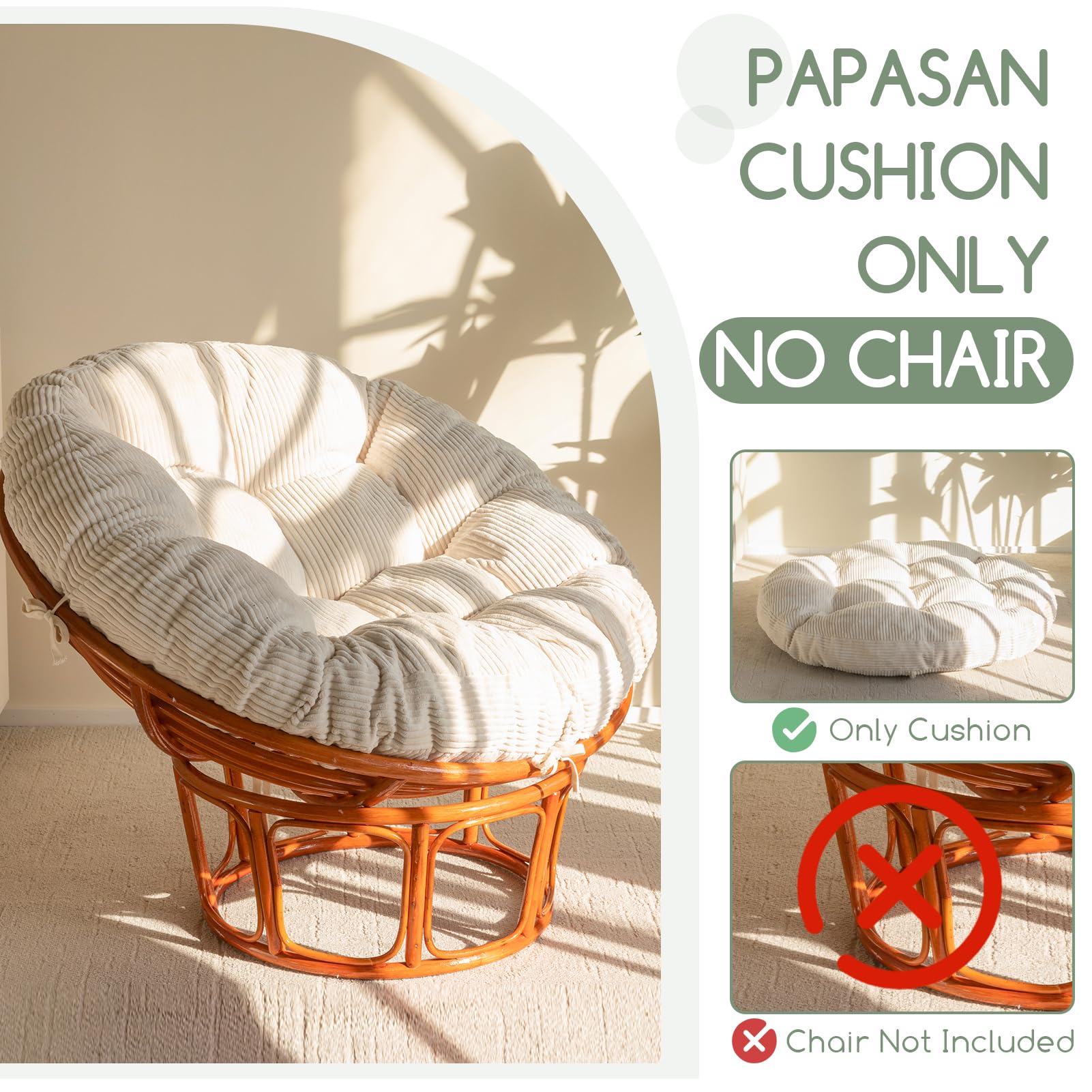 Cojín Papasan HIGOGOGO en sala para lectura o relax.