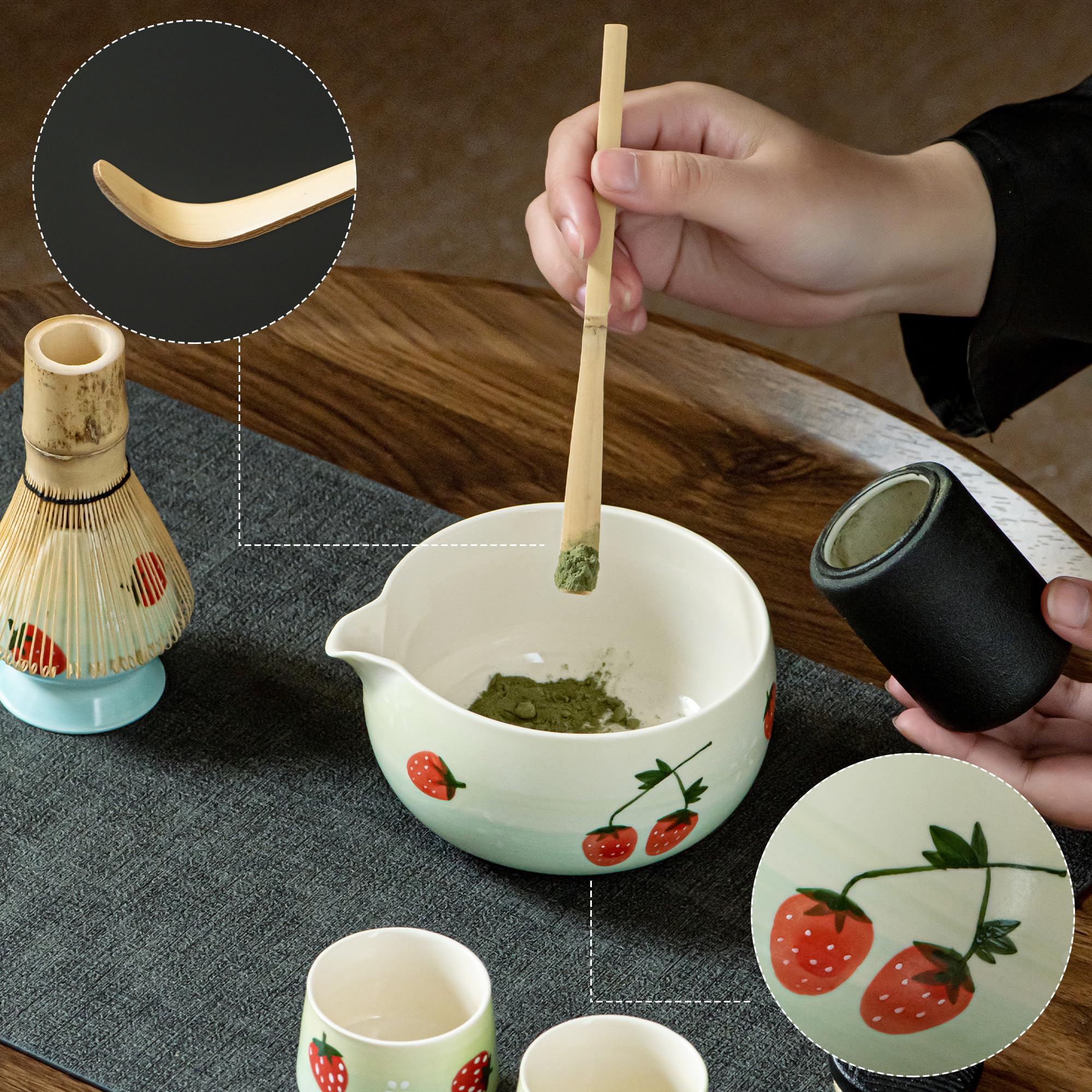 Conjunto hijaunatis con tazas cerámicas para disfrutar del té