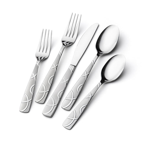 HIKAA: cubiertos 30 piezas, vista general, ideal para uso diario en la mesa.