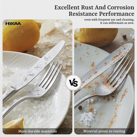 HIKAA servicio completo para 4, diseño cómodo para cortar y comer.