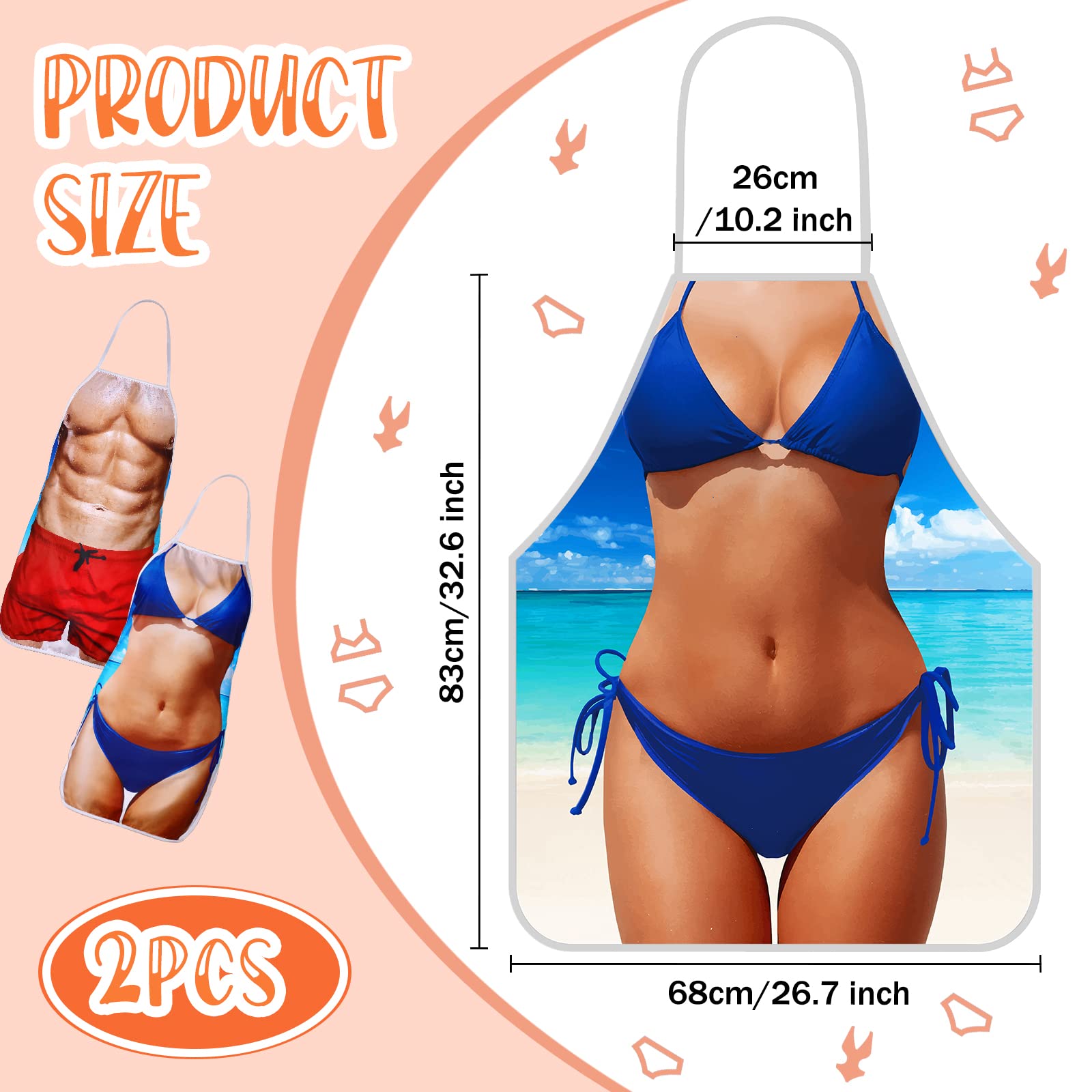 Hillban delantal para mujer con bikini frontal, cómodo y lavable en casa.