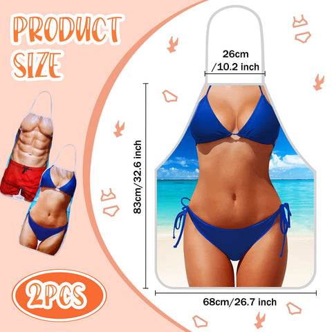Hillban delantal para mujer con bikini frontal, cómodo y lavable en casa.