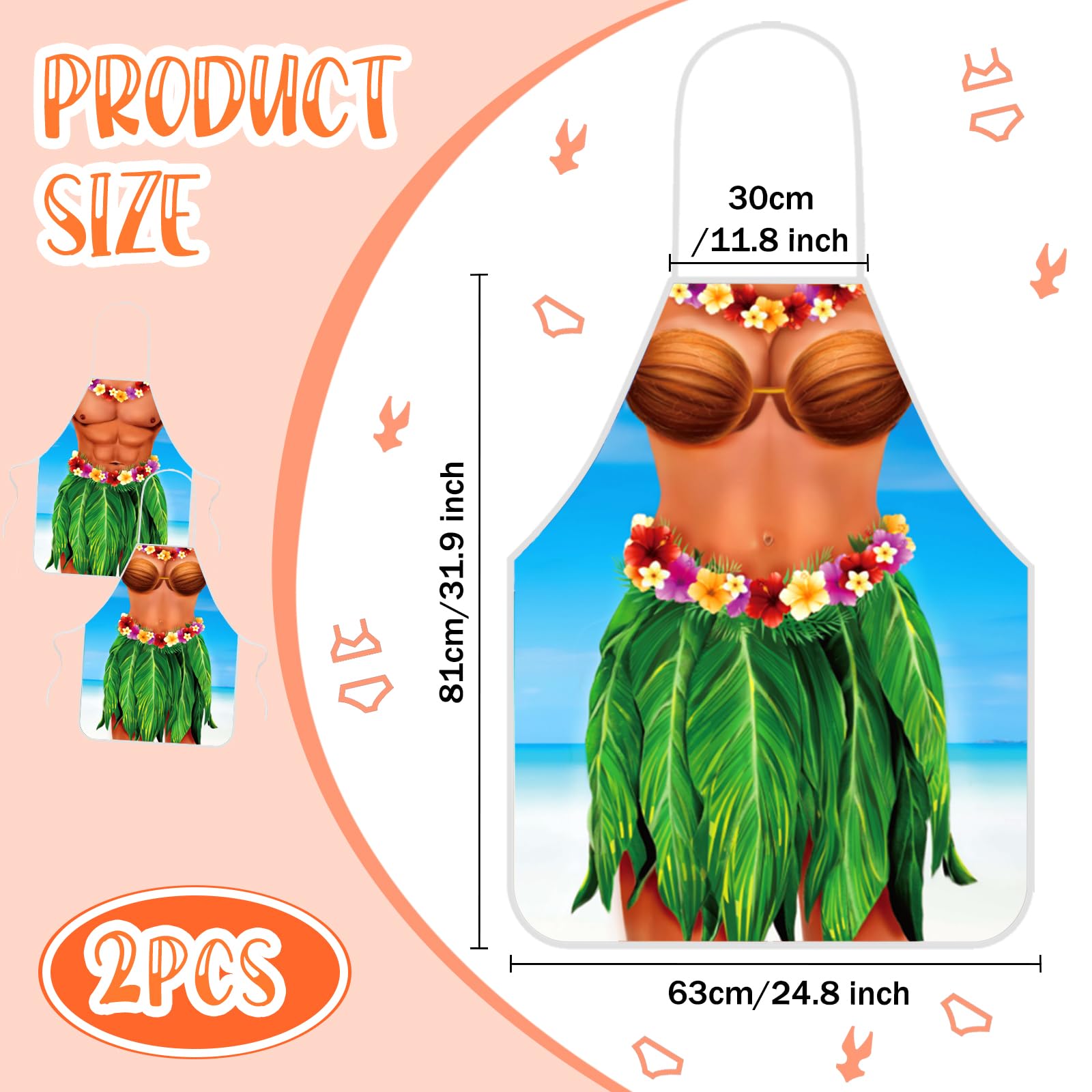 Hillban delantal mujer bikini hawaiano, ideal para fiestas y cocina.