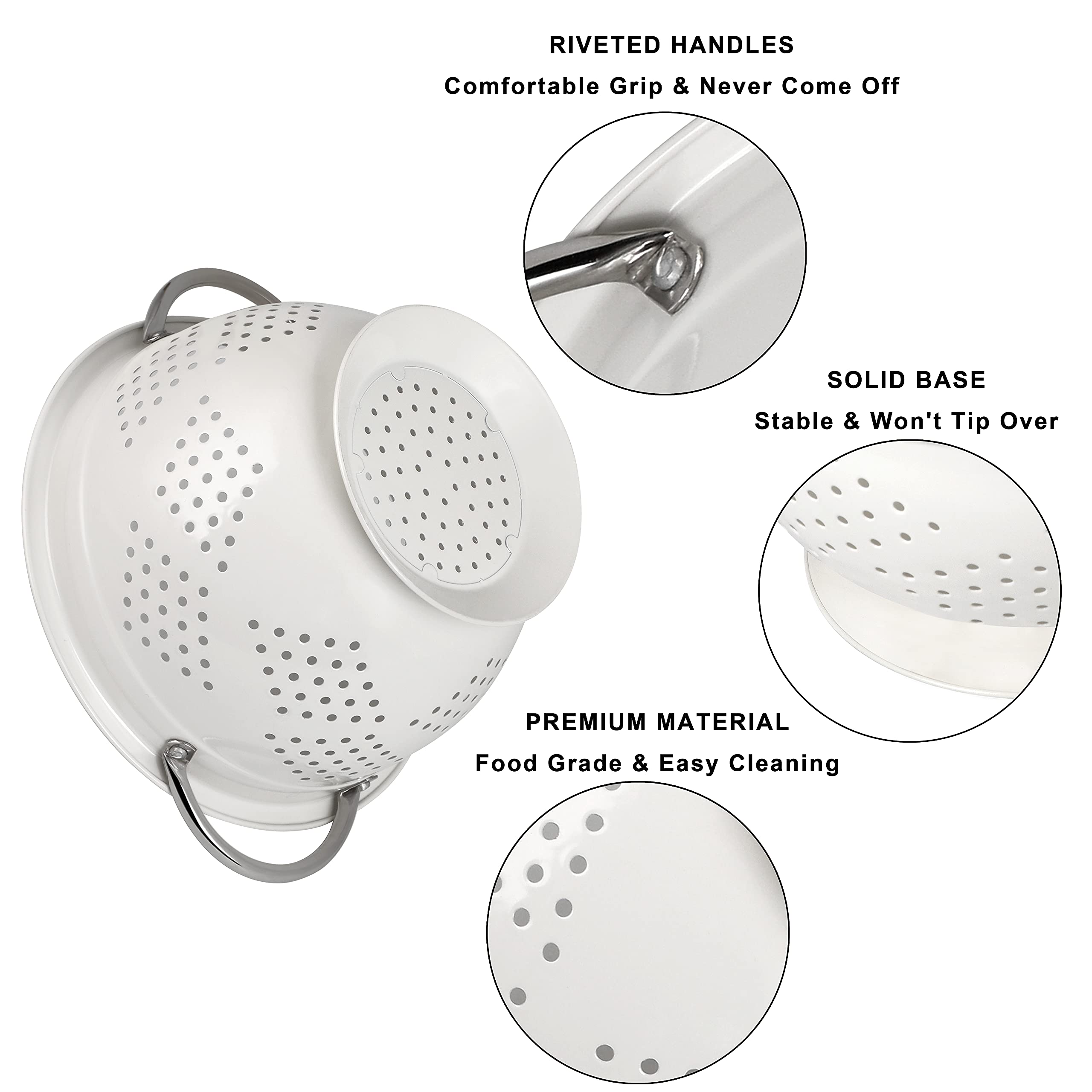 Hillbond conjunto de coladores 5 Qt para cocinar porciones grandes.