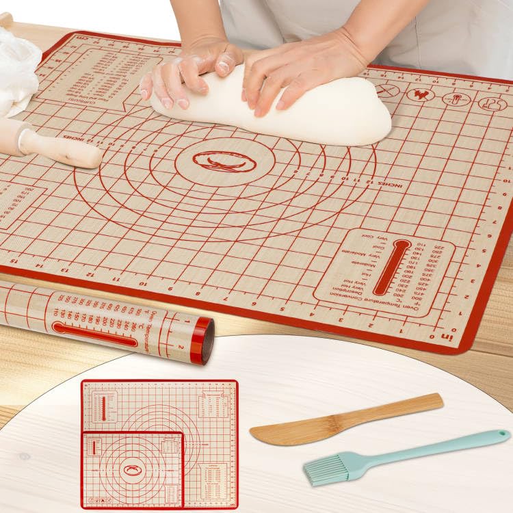 Hillmony mat de silicona para hornear 28x20, superficie antiadherente para masas.