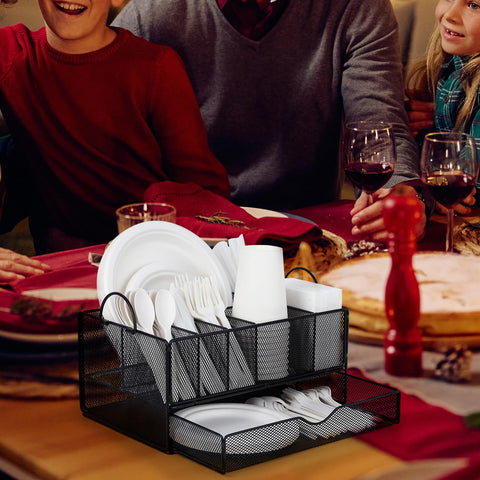 Himake organizador de platos de papel, base antideslizante, protege superficies y evita deslizamientos.