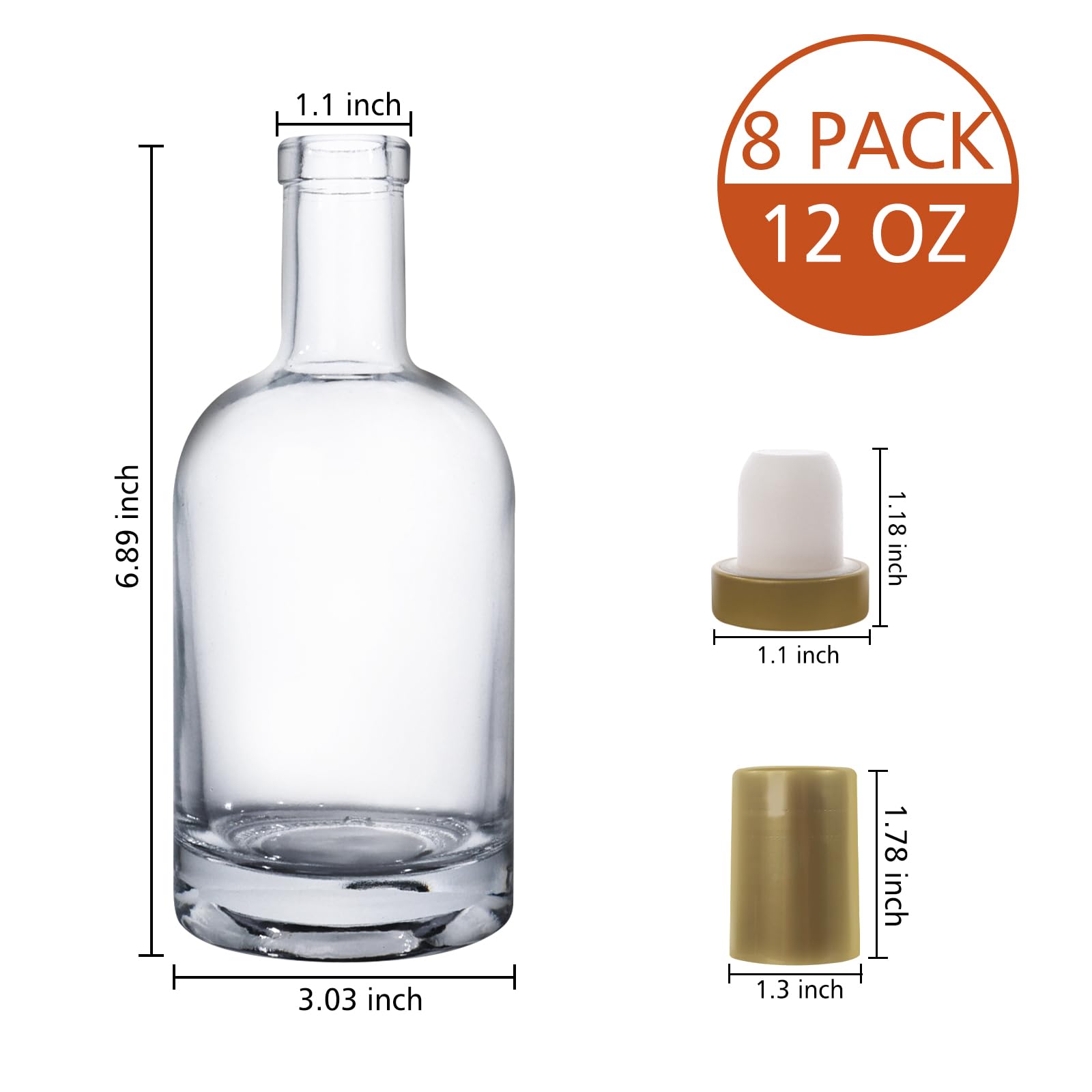Botellas Hingwah de 12 oz con tapa T-top para sellado seguro.