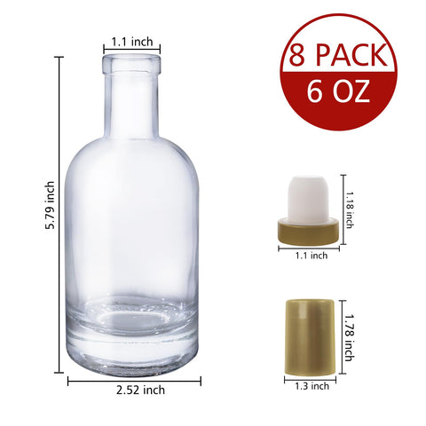 Botellas HINGWAH 200 ml con tapón en forma de T para sellado seguro.