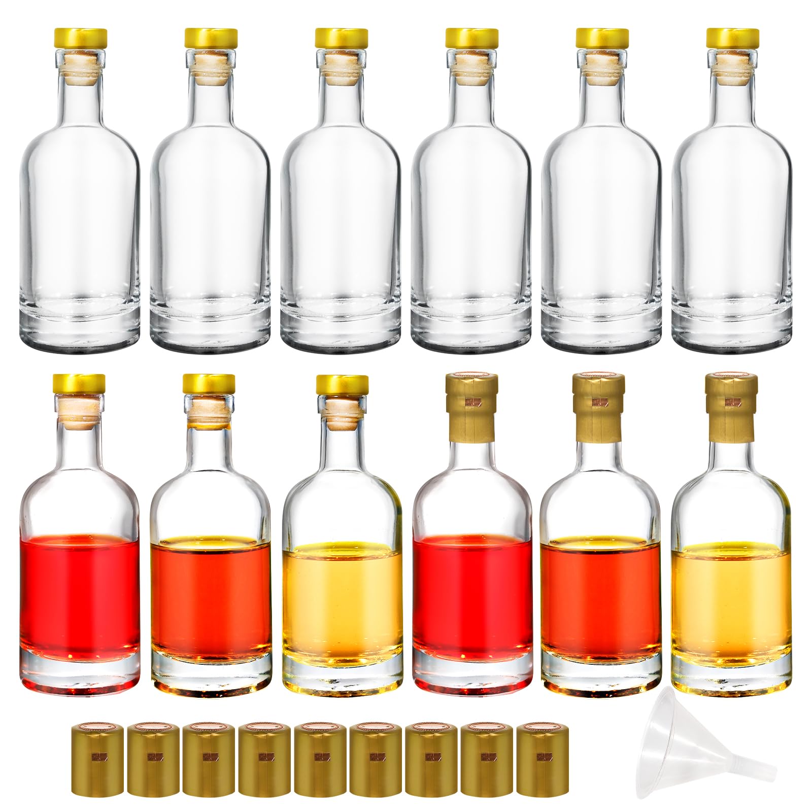 Botellas HINGWAH de vidrio 3 oz con cierre de corcho, ideales para almacenar bebidas caseras.