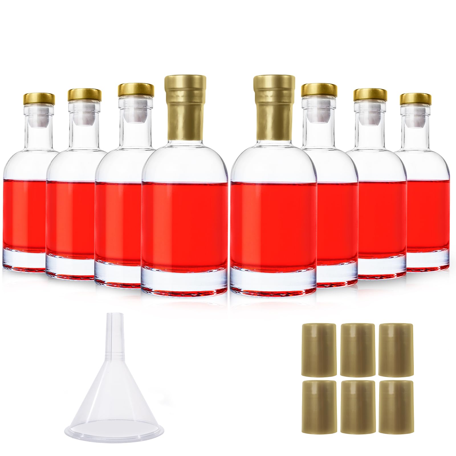Botellas HINGWAH de 6oz con corcho, ideal para exhibir bebidas en mesa.