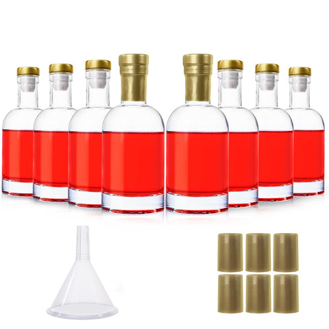 Botellas HINGWAH de 6oz con corcho, ideal para exhibir bebidas en mesa.