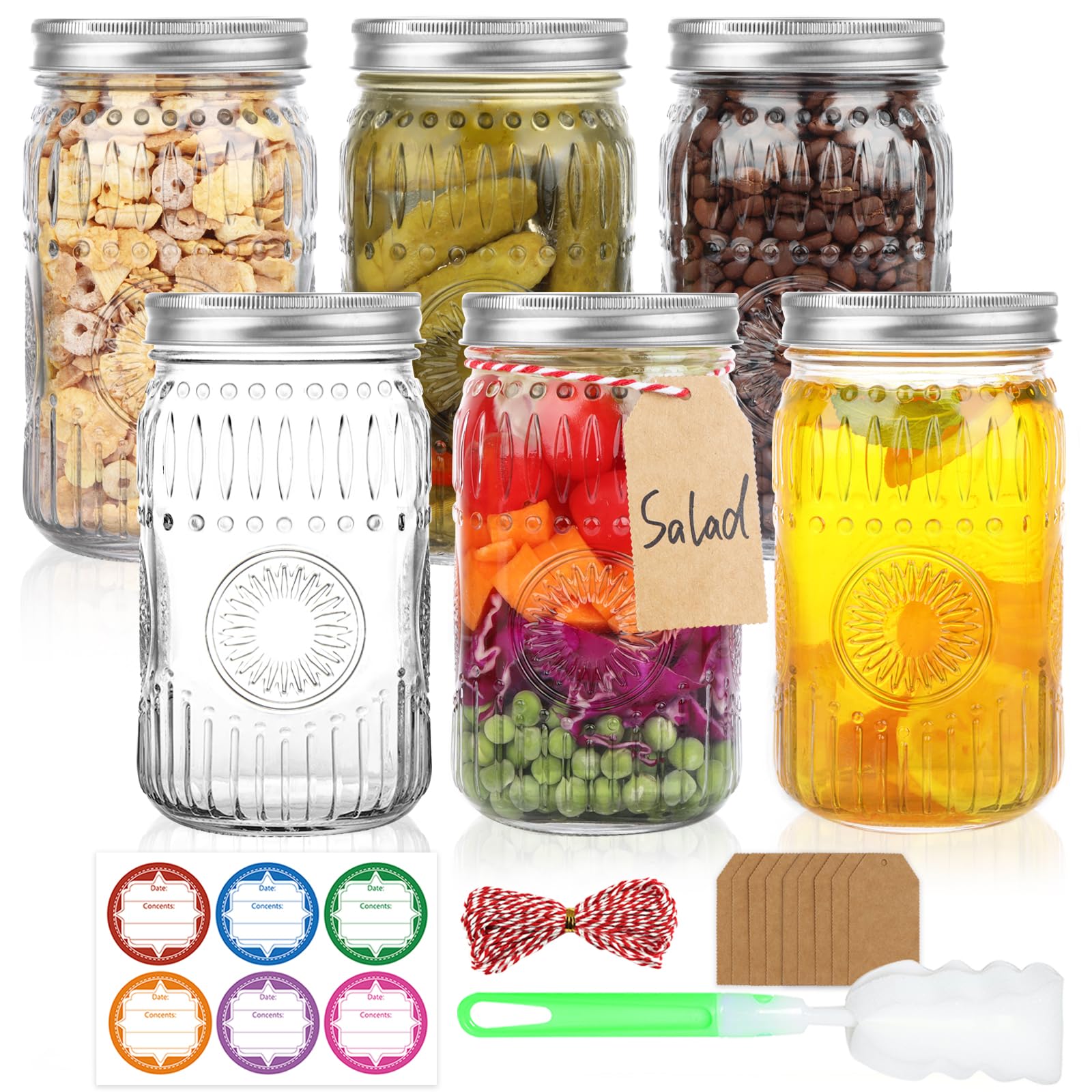 Jarra Hingwah de boca ancha 32 oz con motivo girasol, ideal para conservas.