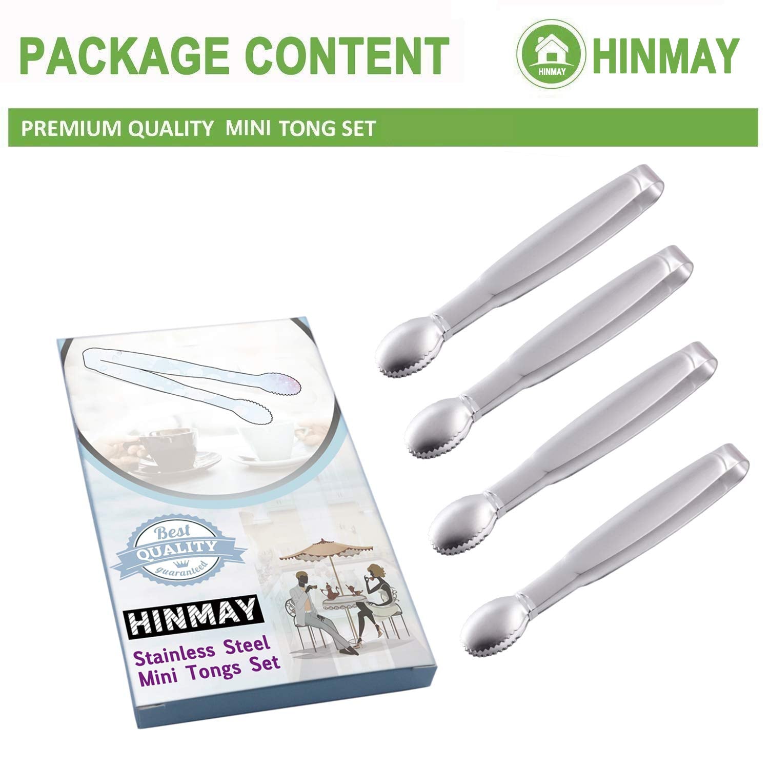 Pinzas HINMAY mini de acero inoxidable para hielo, manejo seguro y limpio