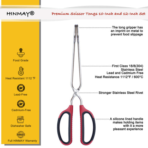 Pinzas tijera Hinmay de 12 pulgadas con mango ErgoGrip para control preciso