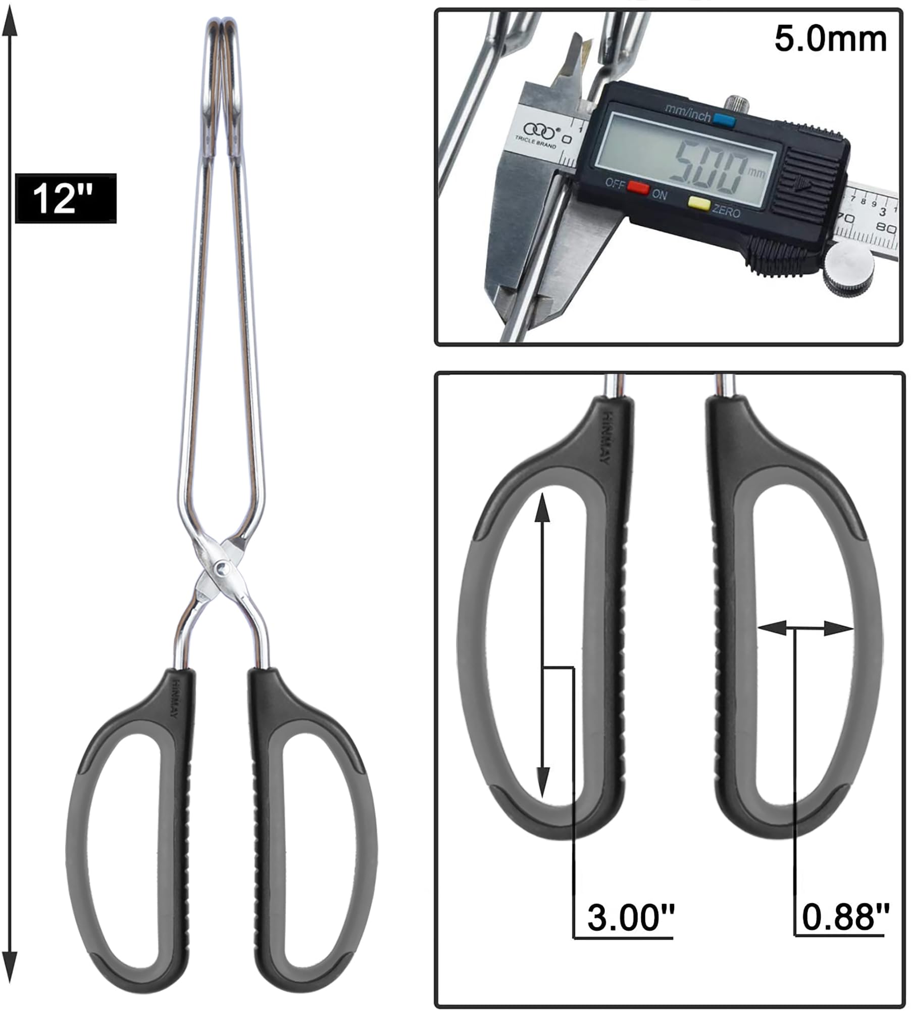 HINMAY pinzas tijeras para barbacoa y exterior, agarre estable en parrilla.