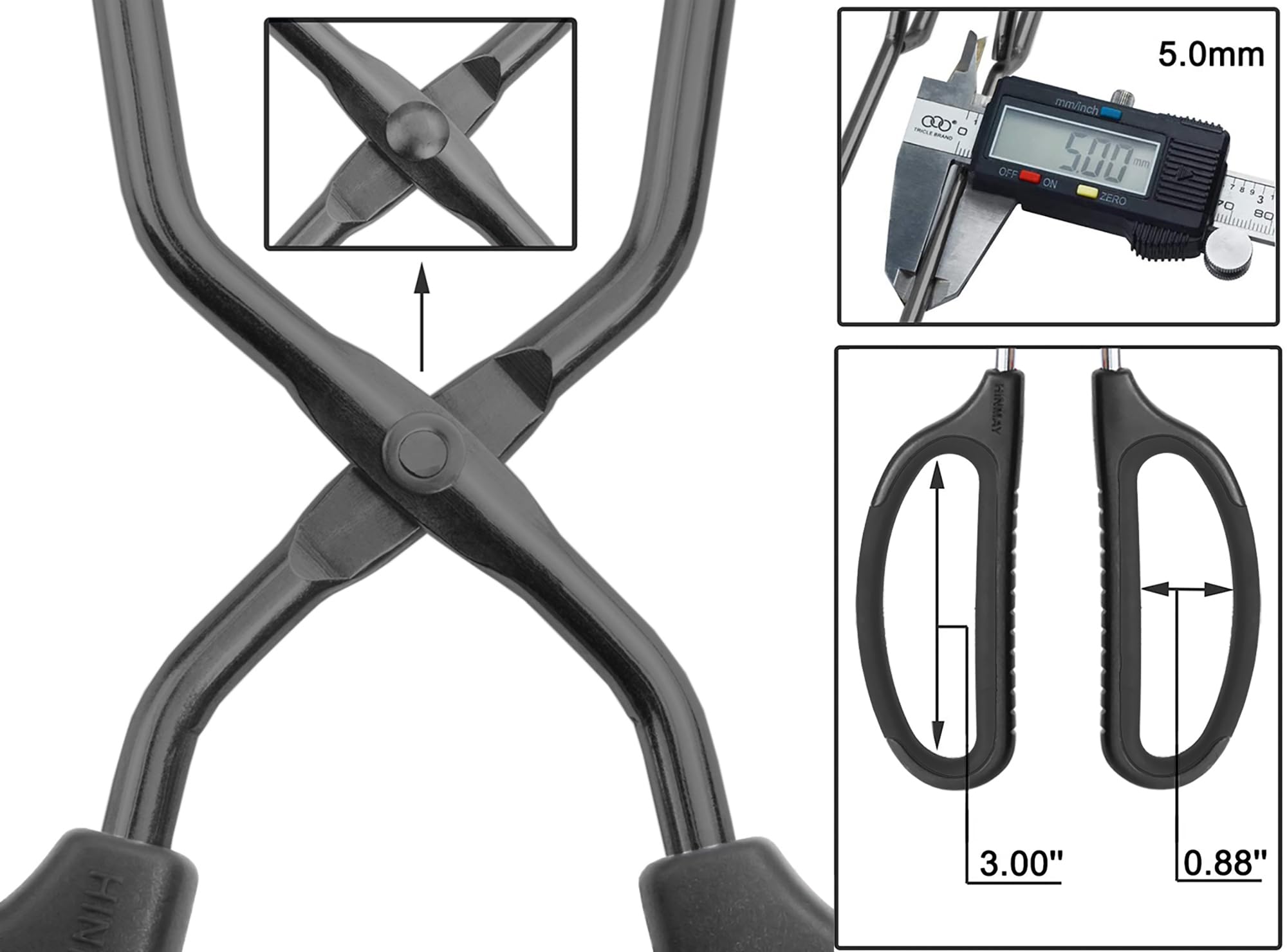 Tenazas HINMAY de 16 pulgadas, mango ergonómico, alcance seguro para grill y servir porciones grandes.