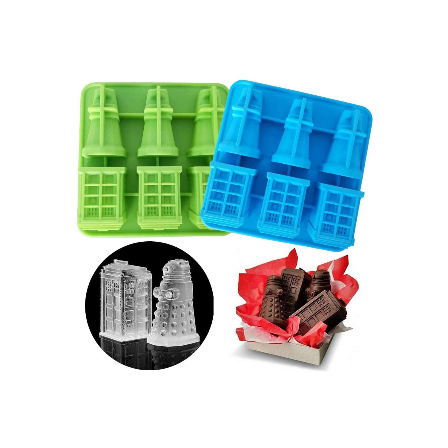 HiParty molde de hielo TARDIS y Daleks, cubos temáticos fáciles de usar.