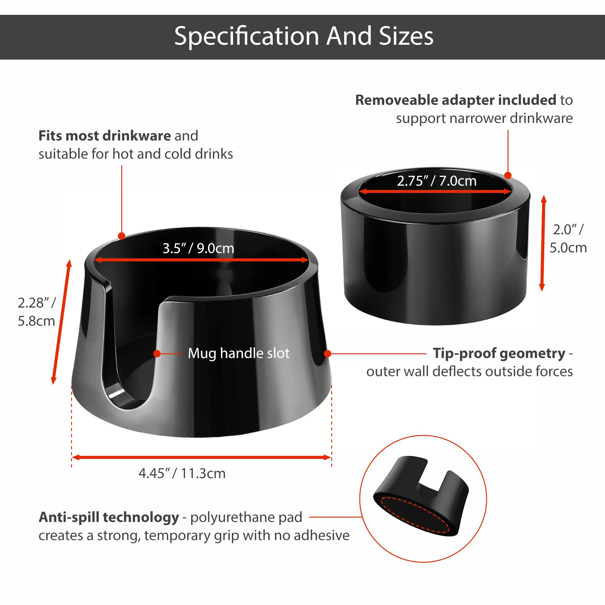 TableCoaster adaptador para bases estrechas de latas y botellas