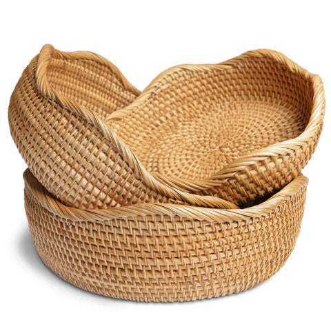 Cesta HITOMEN para pan en ratán, ideal para servir y organizar la encimera.