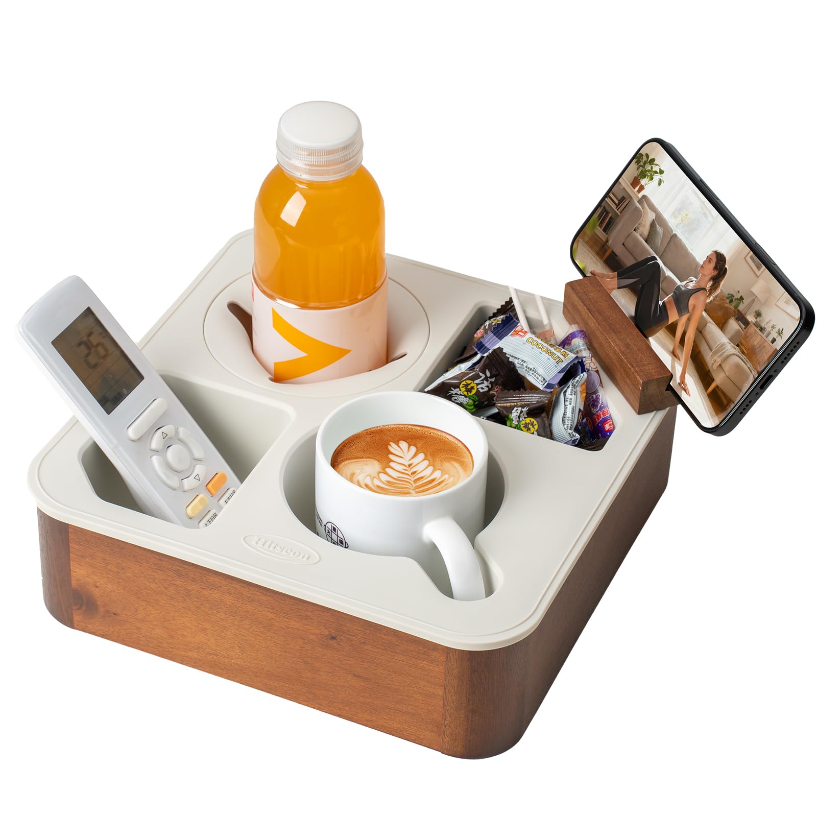 Hitseon bandeja sillon acacia-madera: superficie cálida para snacks y bebidas.