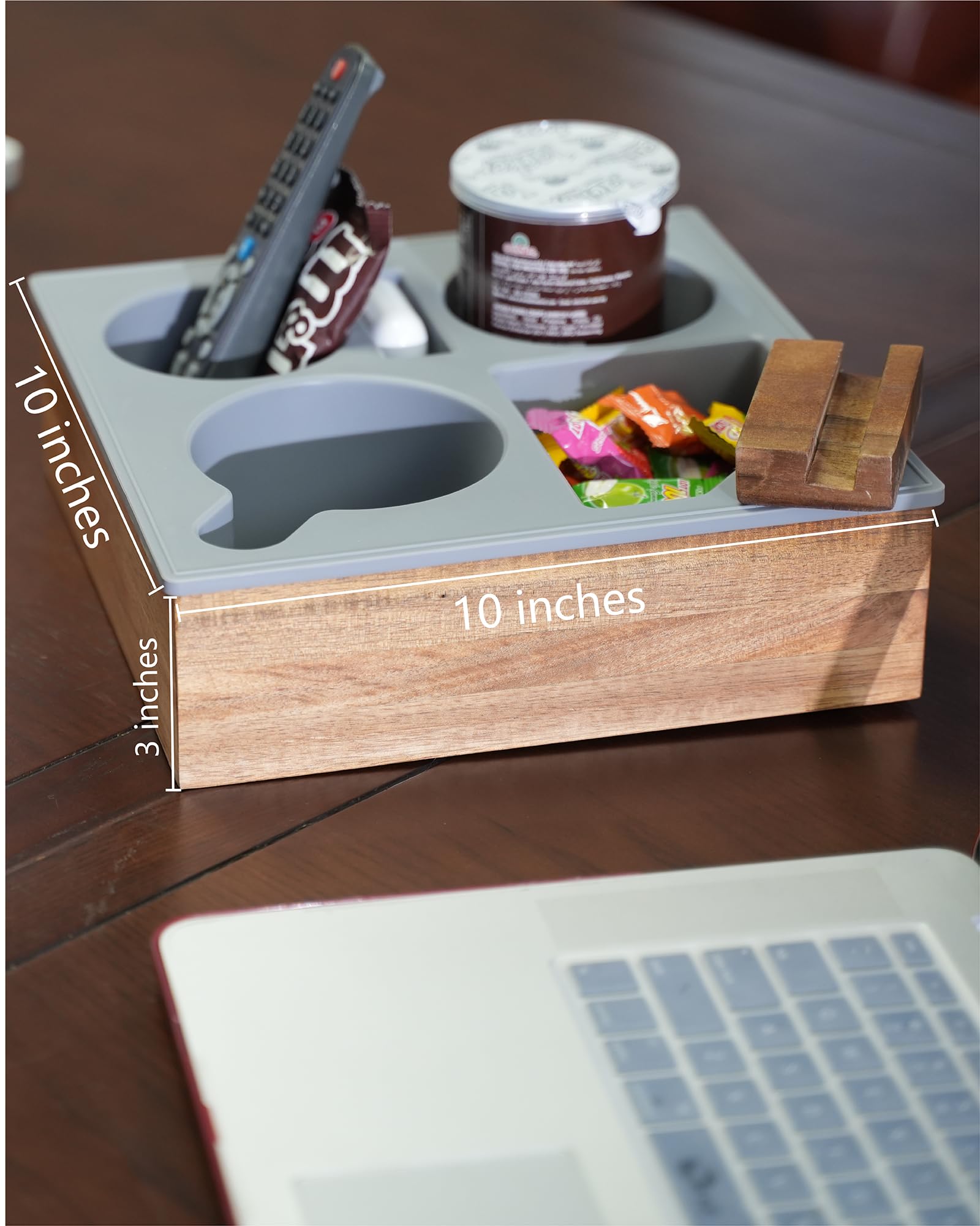 Bandeja organizadora Hitseon para snacks y mandos en sofá o cama.
