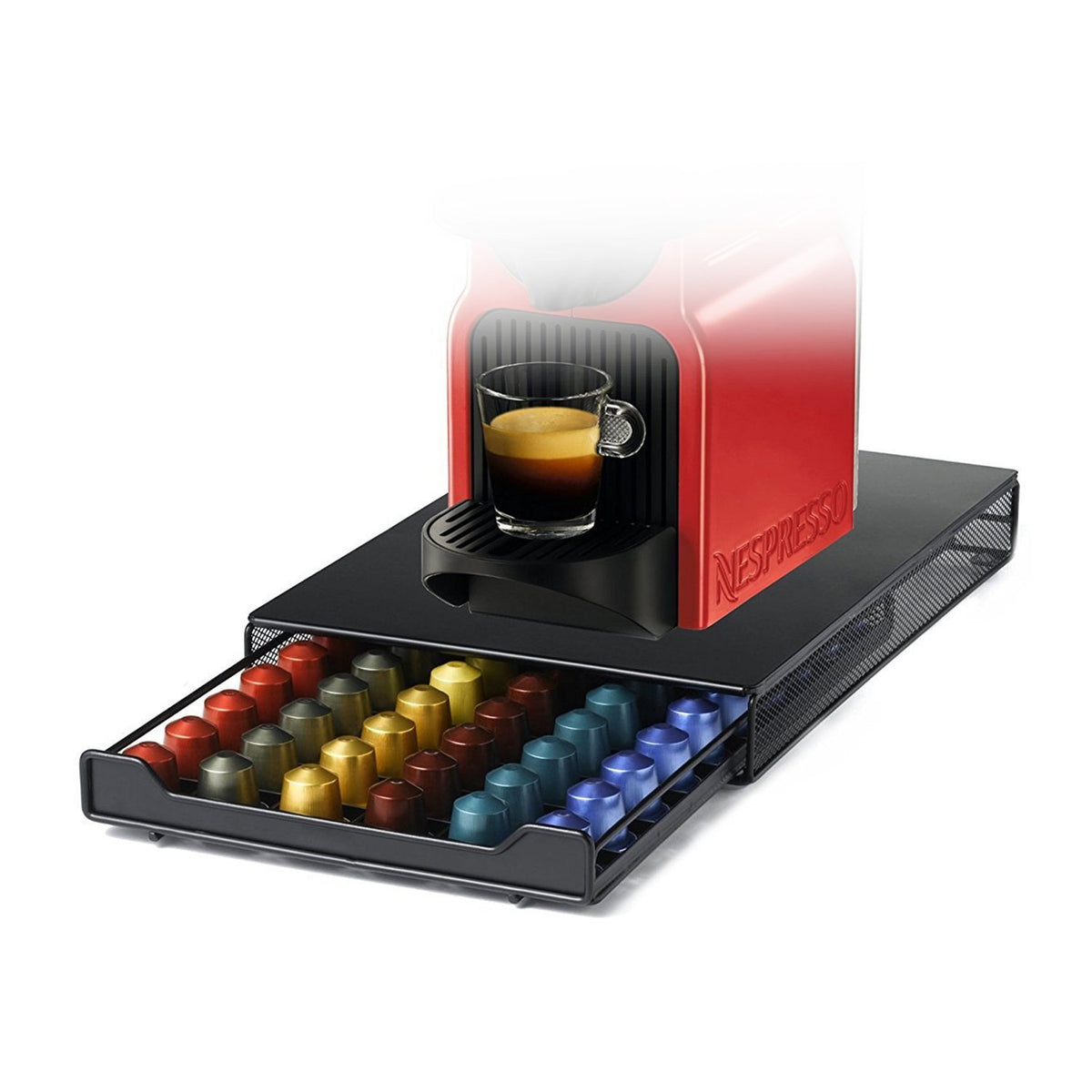 HiveNets cajón para cápsulas Nespresso en metal, organización elegante.