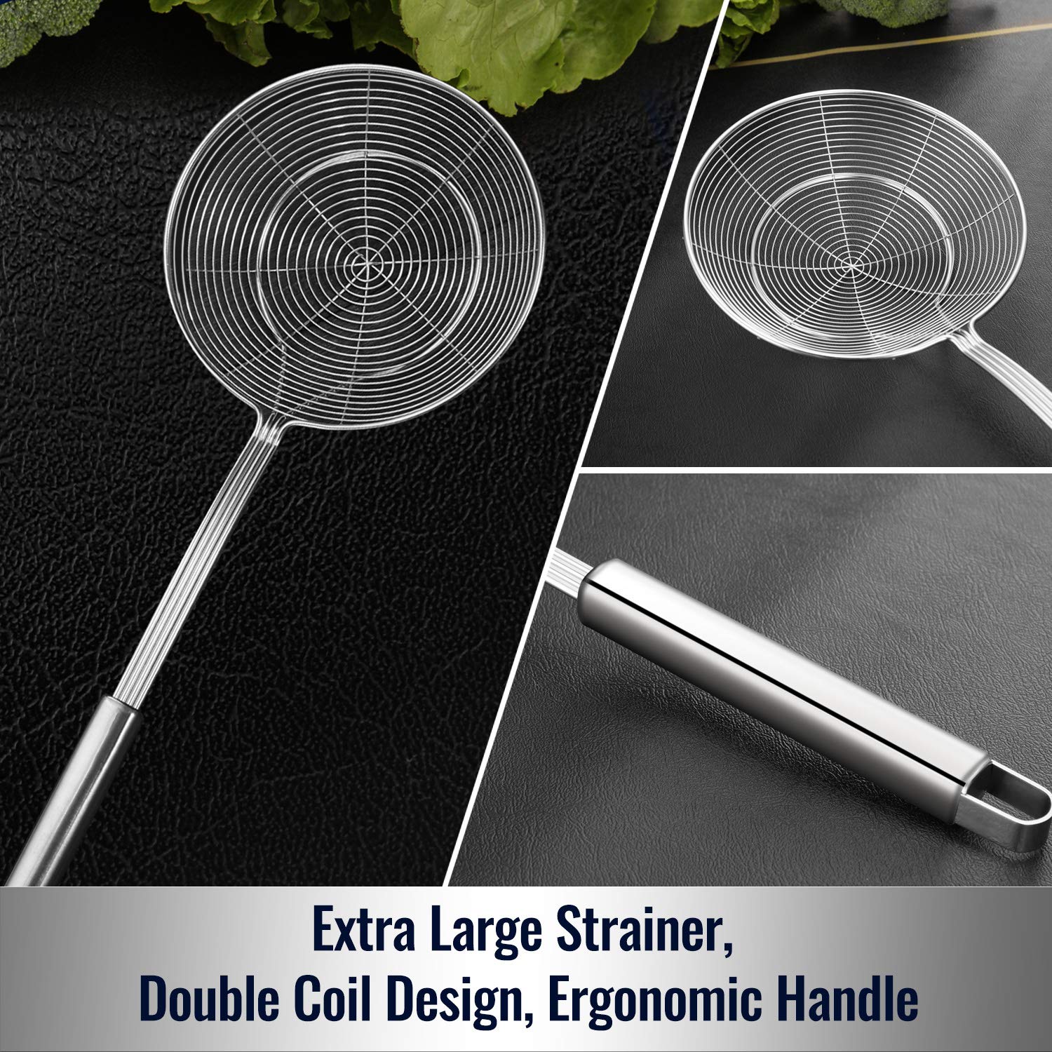 HIWARE colador-araña con doble resorte para mayor resistencia en cocina.