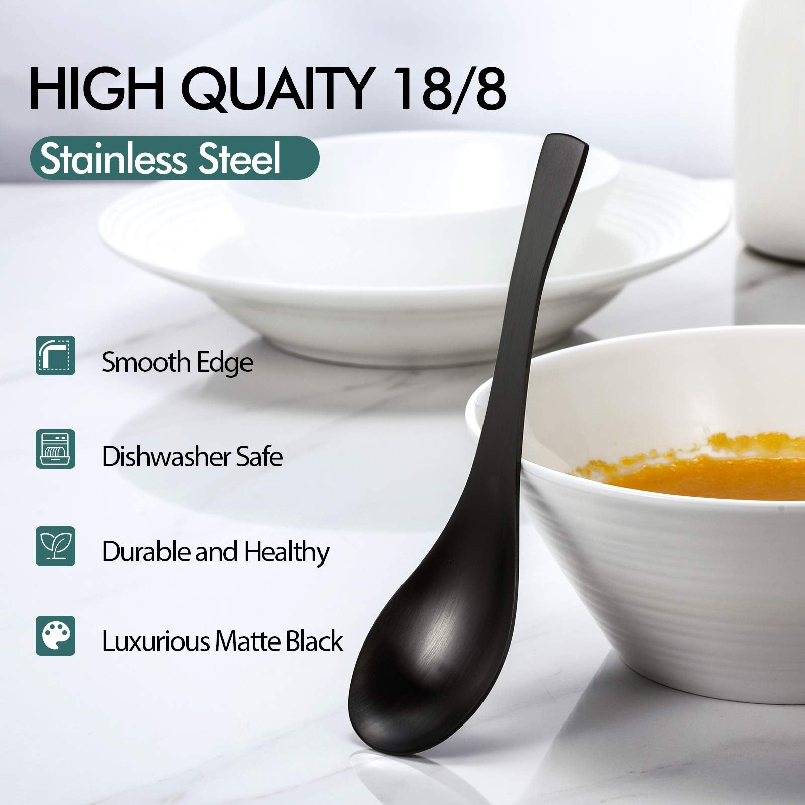 Hiware cucharas cabeza amplia, perfectas para ravioli y wontons.