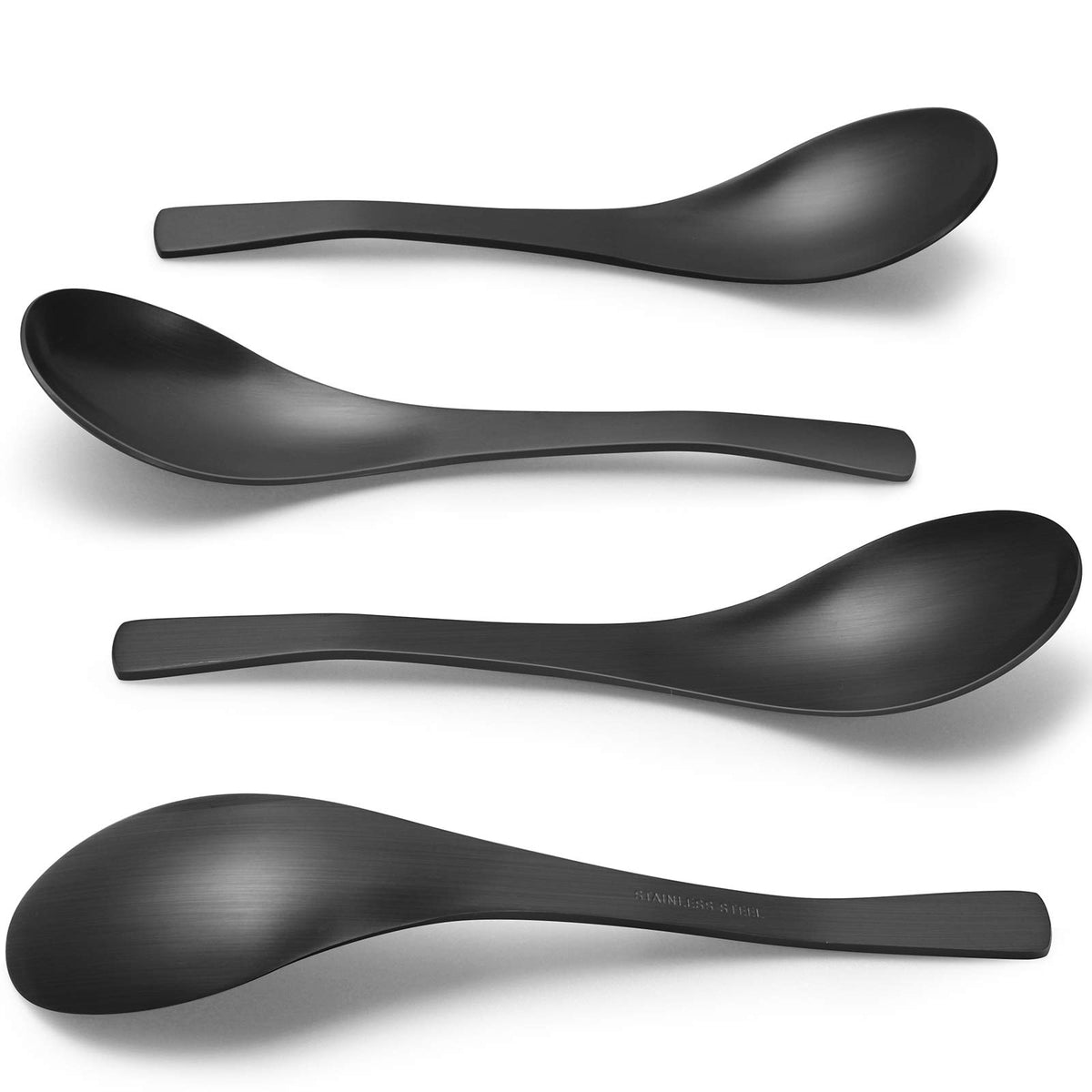 Hiware cucharas sopa negro mate, ideales para porciones grandes con estilo.