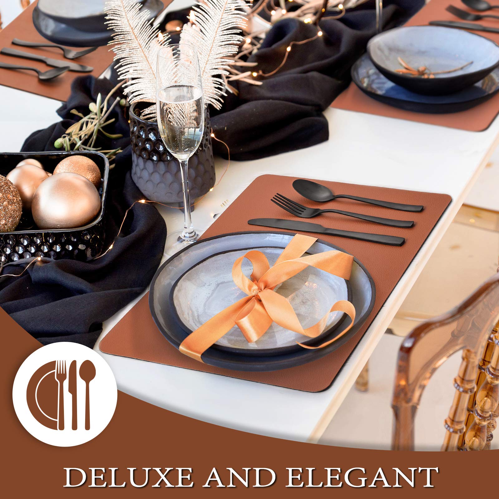 Escena de mesa con cubiertos mate negro HIWARE, elegante para ocasiones