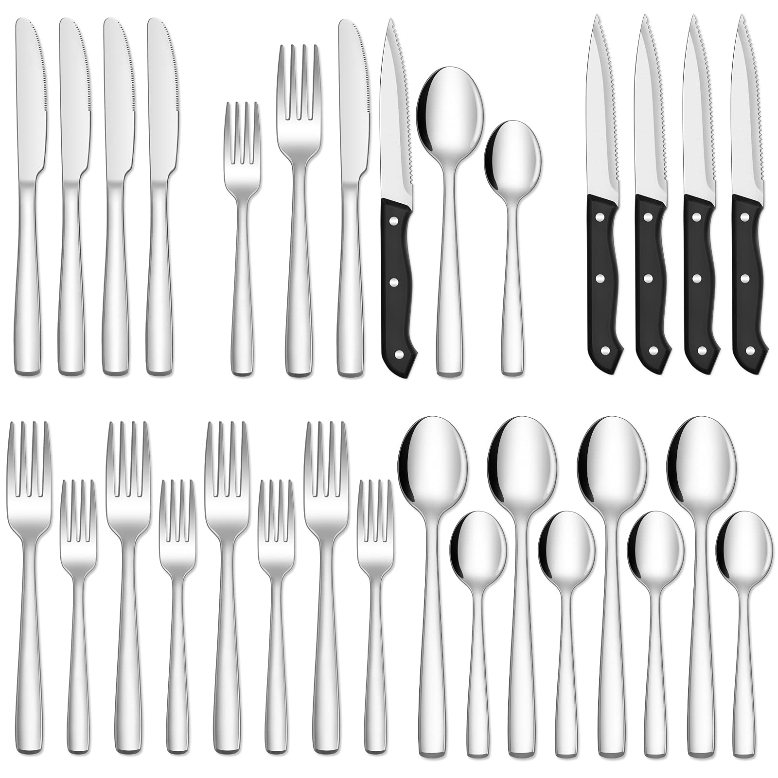 Hiware, juego de cubiertos 24 piezas: ideal para familias y comidas cotidianas con acabado elegante.