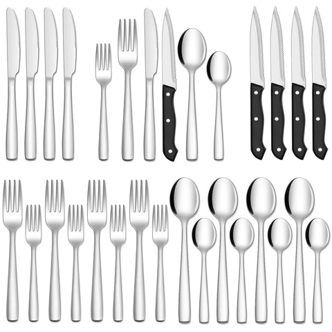 Hiware, juego de cubiertos 24 piezas: ideal para familias y comidas cotidianas con acabado elegante.