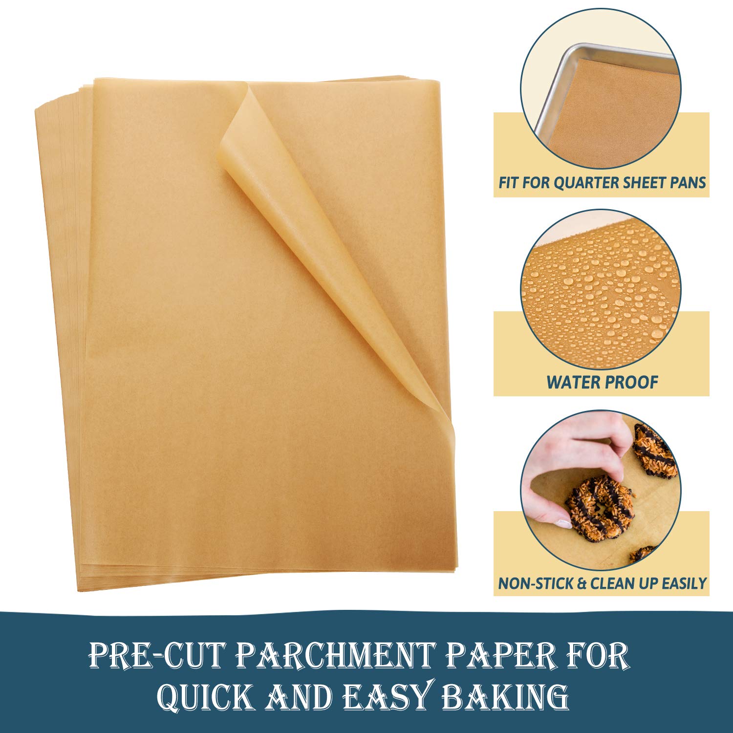 HIWARE papel de hornear natural sin blanqueo, seguro para alimentos y horneado limpio.