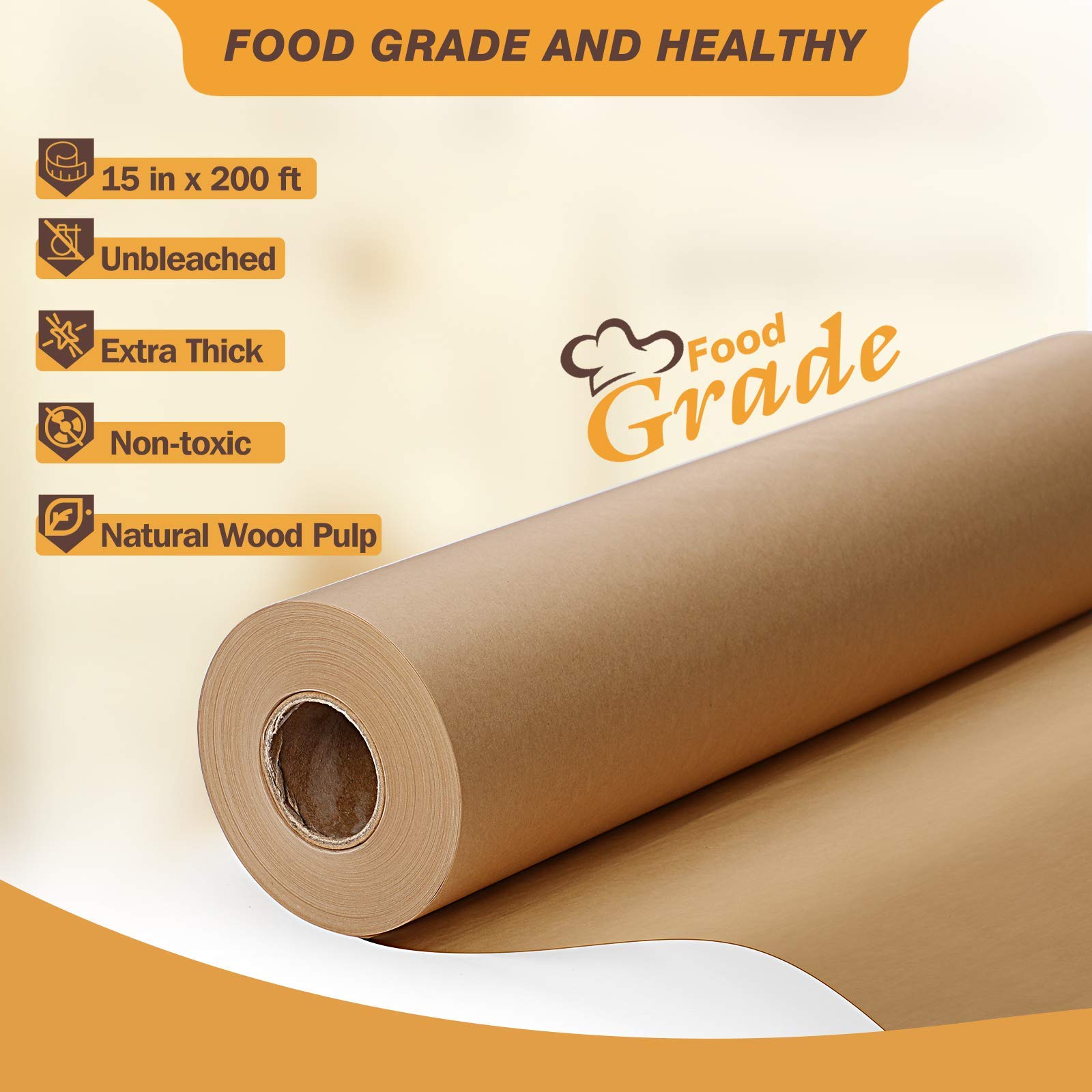 HIWARE papel pergamino 15x200 gran tamaño ideal para bandejas grandes