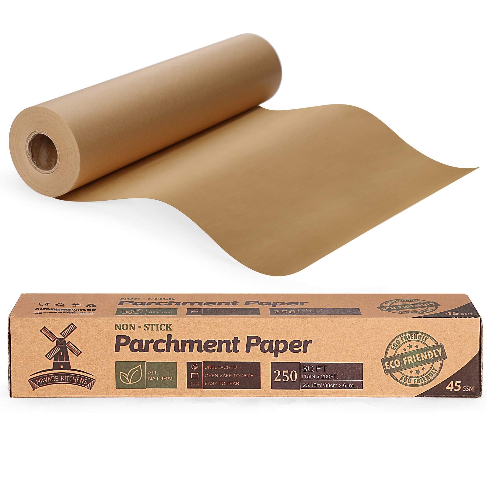 HIWARE papel pergamino sin blanquear con corte integrado para un corte limpio