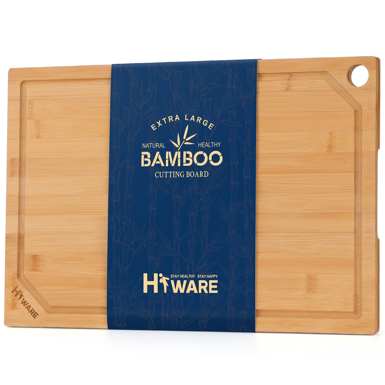 HIWARE tabla de corte bambú 18x12, superficie amplia para picar.