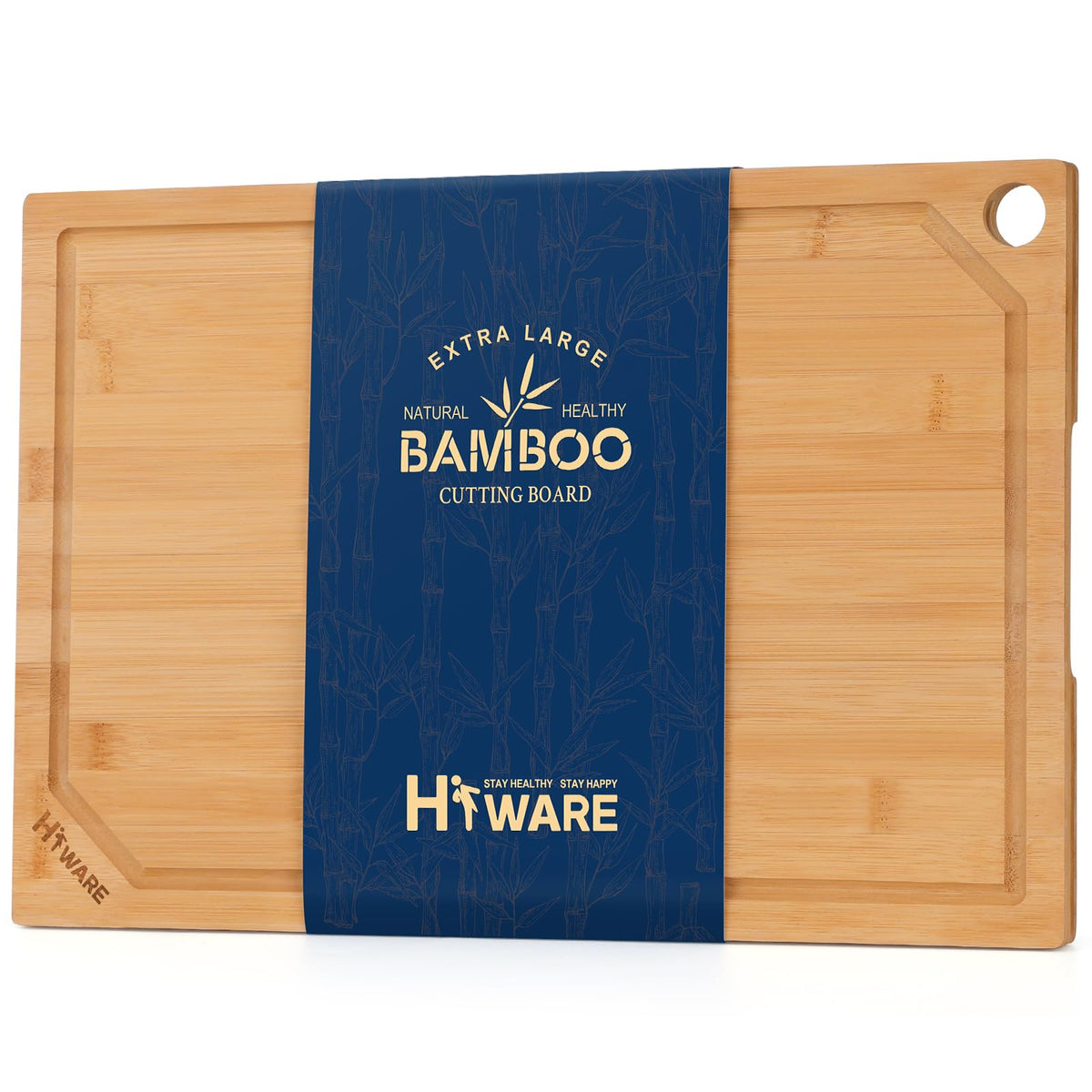 HIWARE tabla de corte bambú 18x12, superficie amplia para picar.