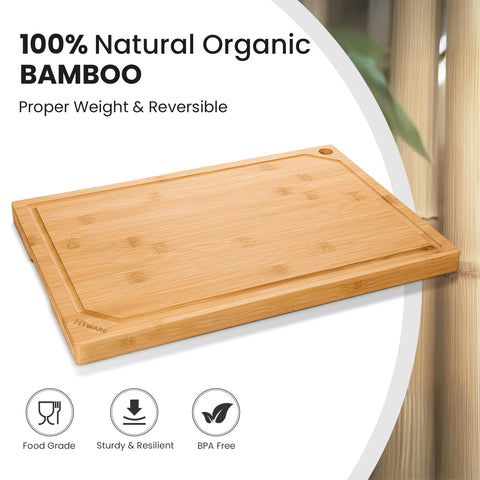 HIWARE tabla de corte bambú surco de jugos para evitar derrames.