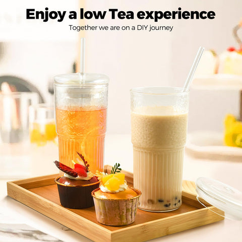 HIYAA vaso transparente con tapa, ideal para bebidas frías y cócteles.