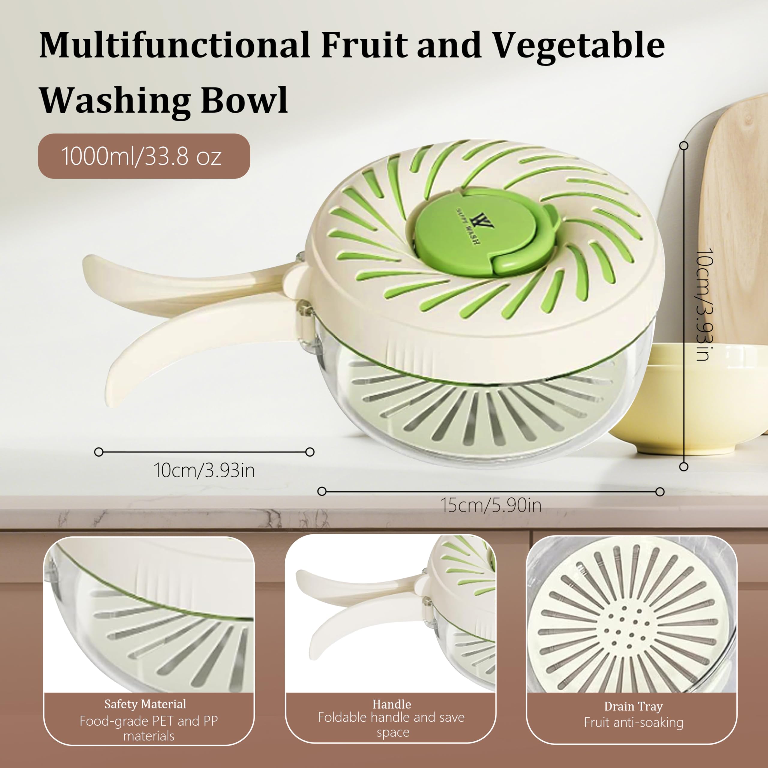 Colador con drenaje ajustable HJCLYOM ideal para enjuagar vegetales
