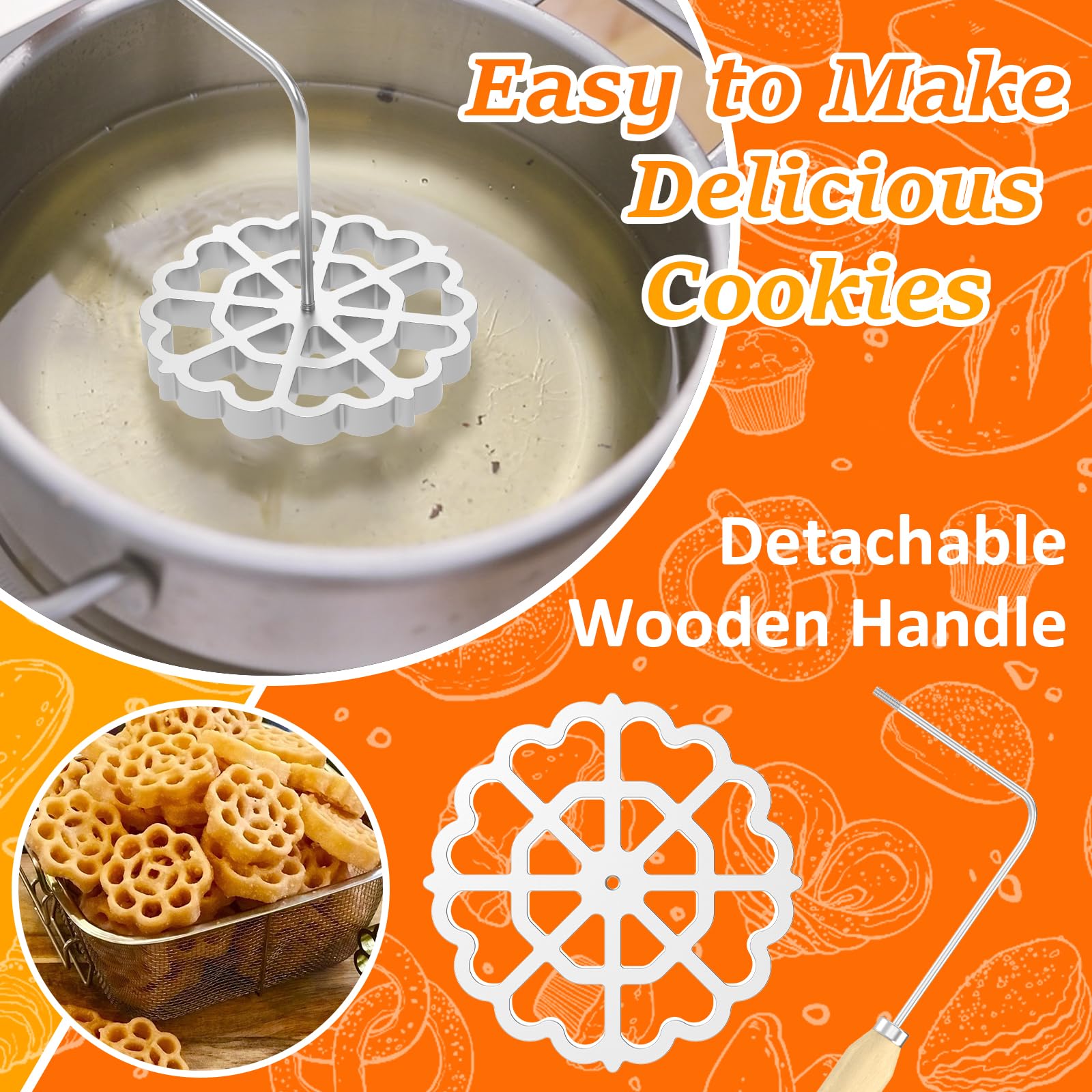 HJJWNDDNG Molde bunuelos rosette de aluminio para dar forma crujiente