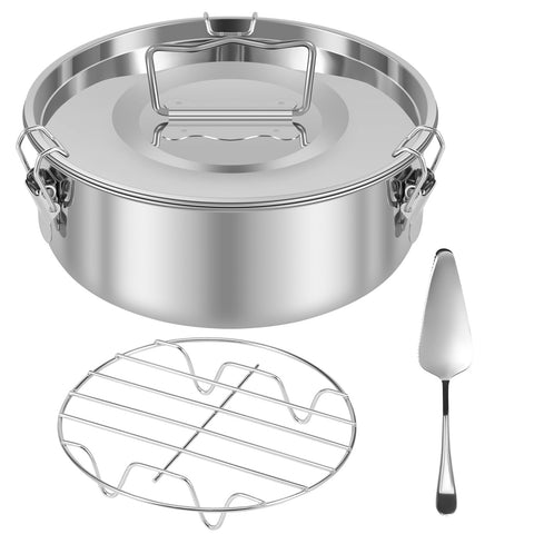 Molde flan HJJWNDDNG de acero inoxidable con tapa, ideal para 1,5 cuartos.