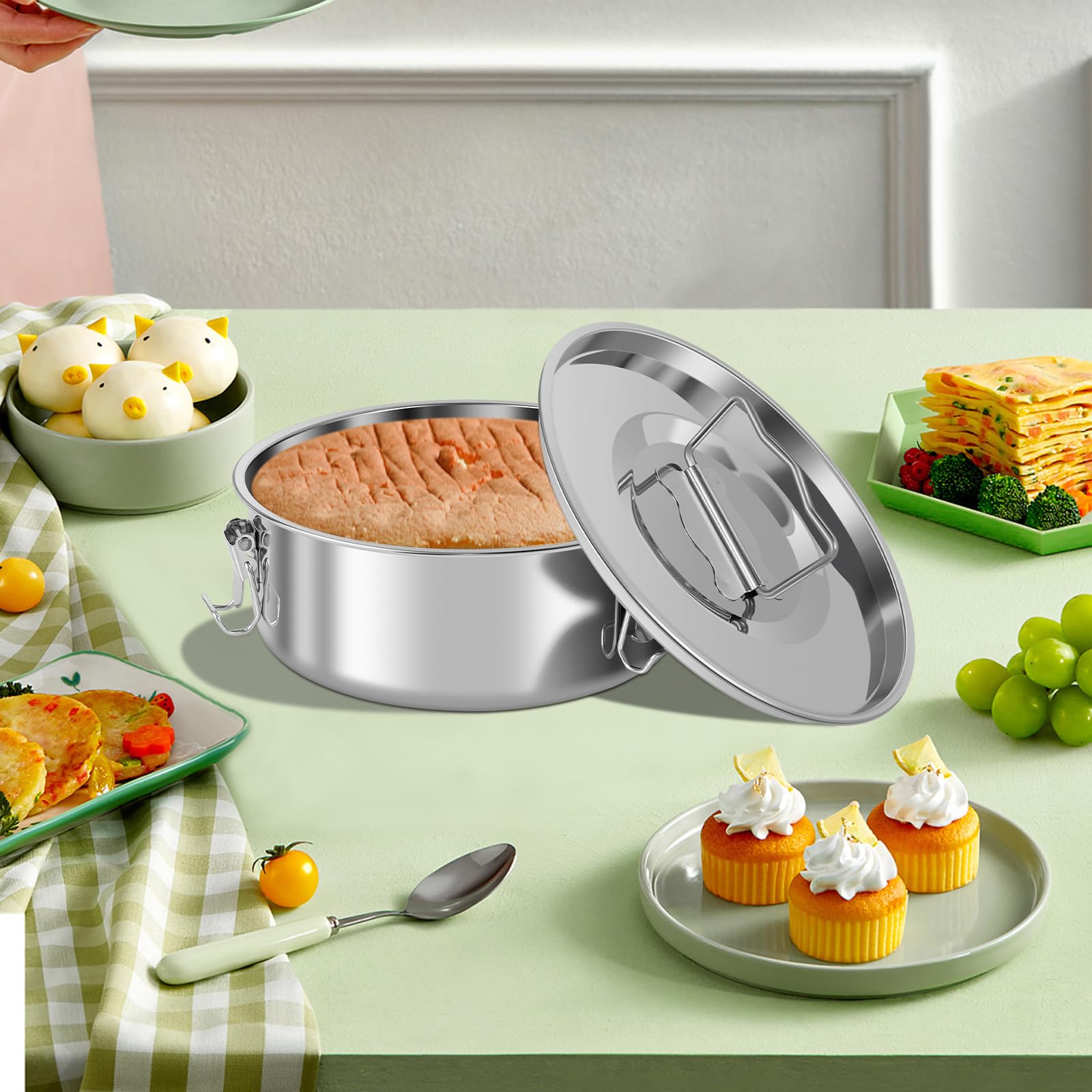 Molde flan HJJWNDDNG con dimensiones 19x19 cm para formaciones uniformes.
