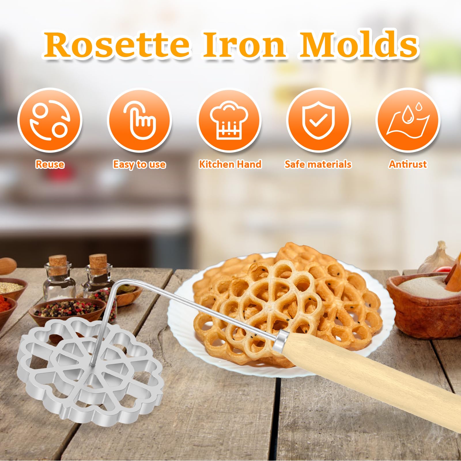 HJJWNDDNG Set de moldes para bunuelos y rosetas tradicionales