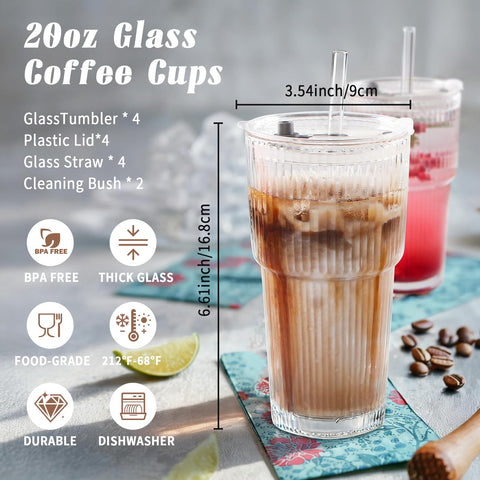 Vasos HJMJY 20oz con diseño acanalado, textura elegante y sujeción cómoda.