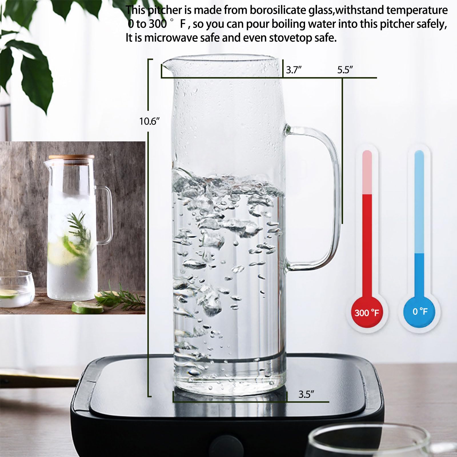 Jarra hjn, diseño ergonómico y cómodo de manejar para uso diario.