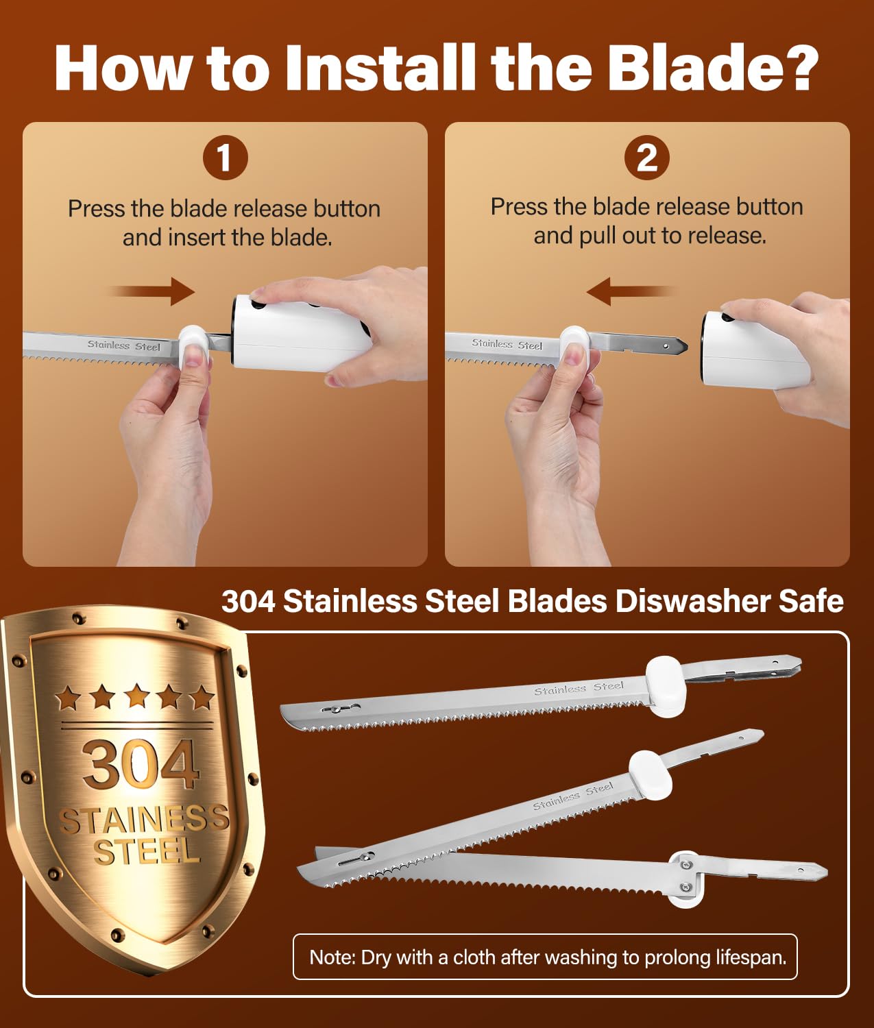 HK Cuchillo eléctrico con batería de 2000 mAh y carga tipo-C para movilidad.