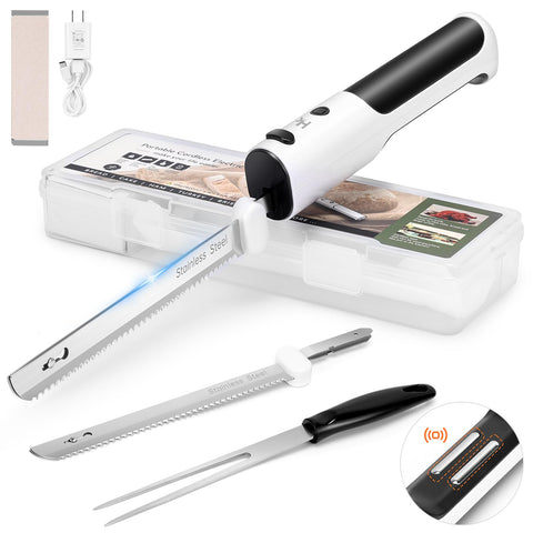 HK Cuchillo eléctrico inalámbrico: corte suave y preciso para jamón.