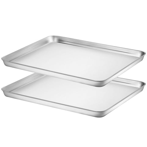 Bandeja rectangular HKJ Chef de 16x12 pulgadas en acero inoxidable, distribución de calor uniforme.